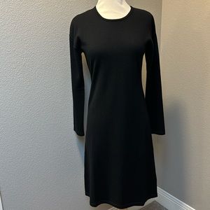 Garnet Hill black xs wool thick merino wool sweater dress classic